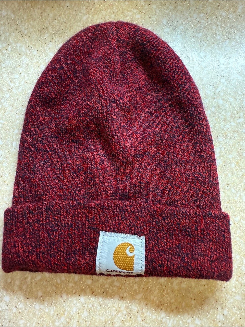 Carhartt Heathered Maroon Knit Beanie with Logo Patch Unisex